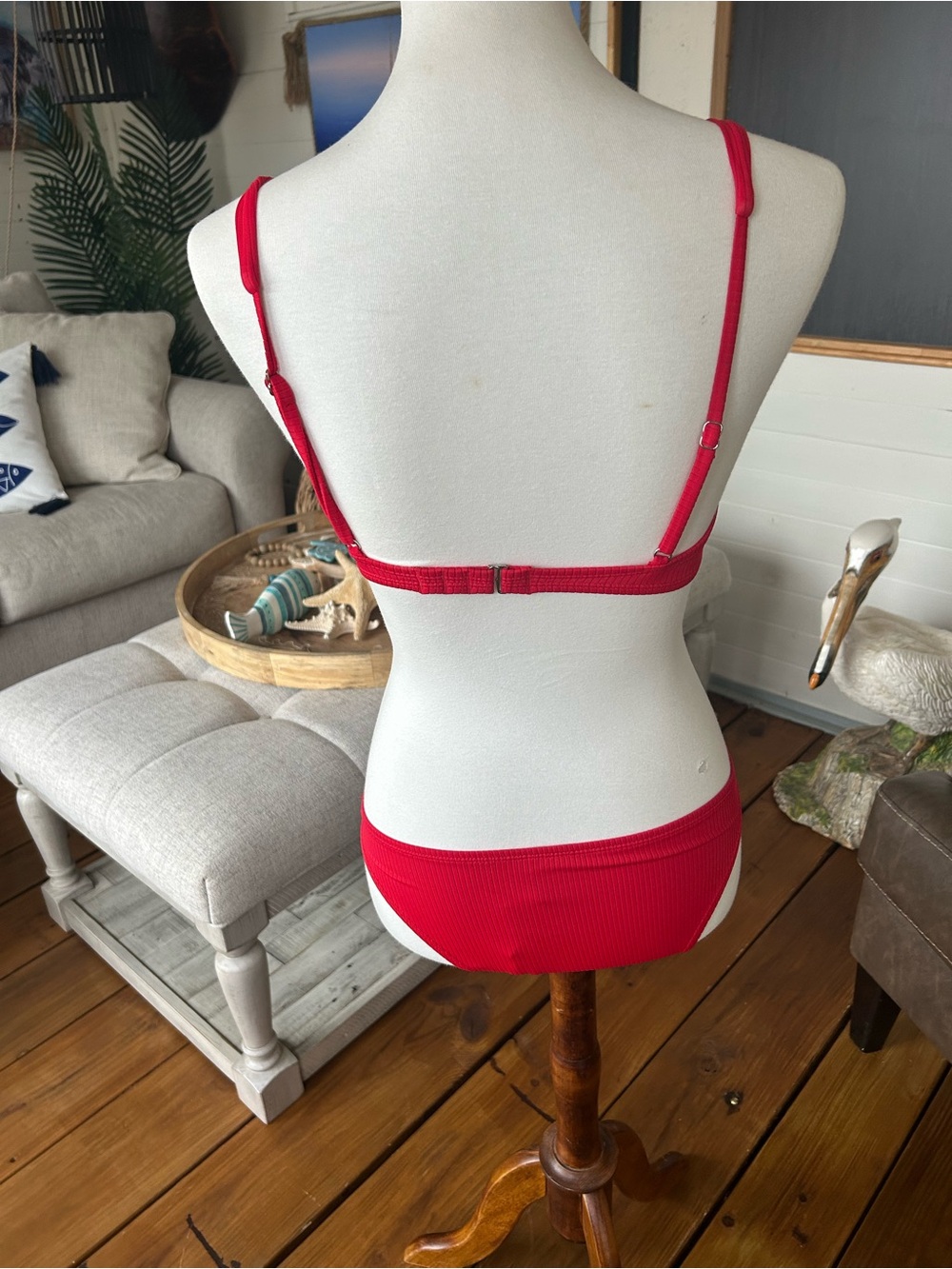 Red Ribbed Bikini Set - Picture 2 of 5